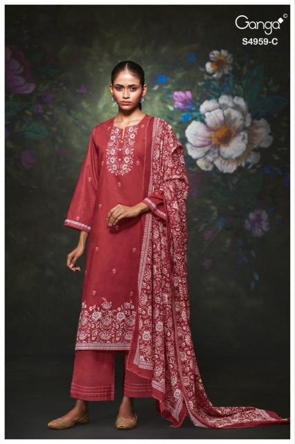 Ganga kivira 4959 unstitched dress materials wholesalers in mumbai
